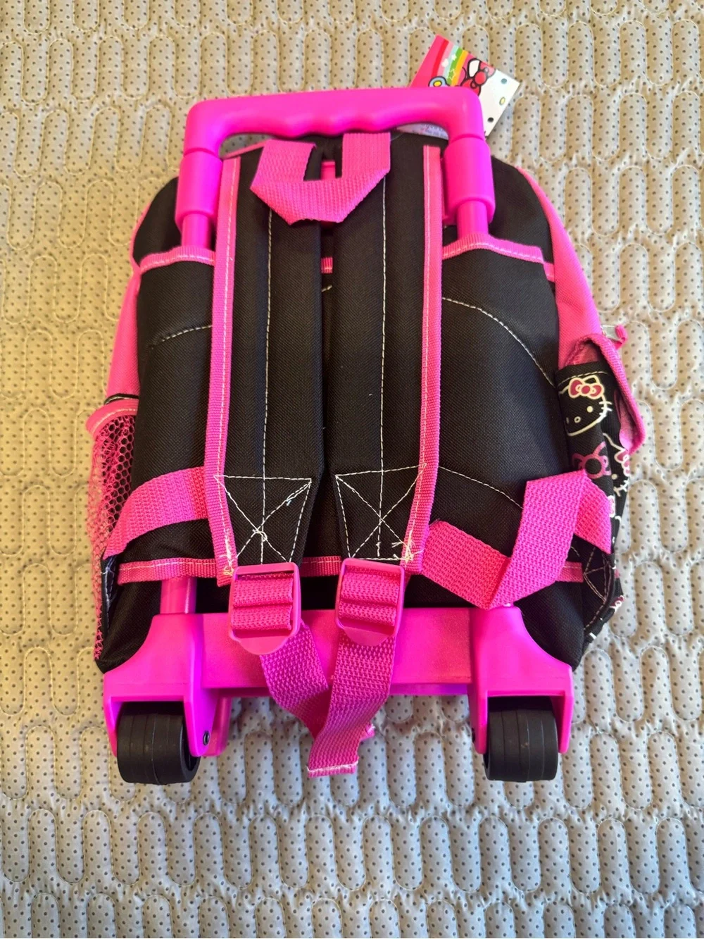 Autentic Hello Kitty Kids Rolling Backpack - Pink and Black